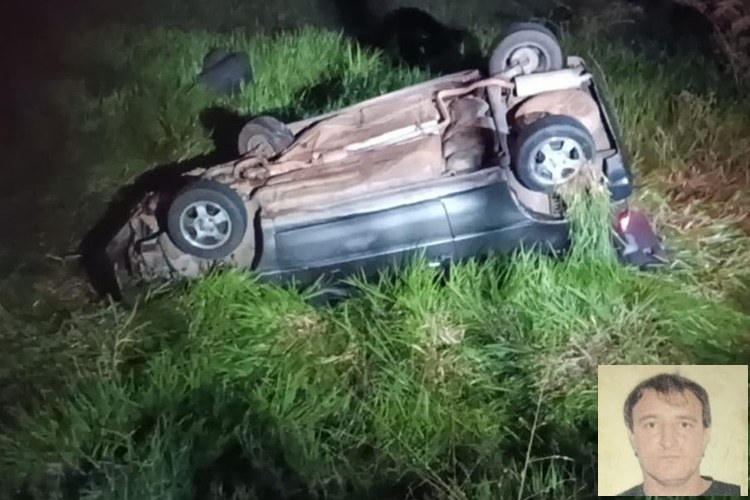 Capotamento em rodovia deixa um morto e um ferido